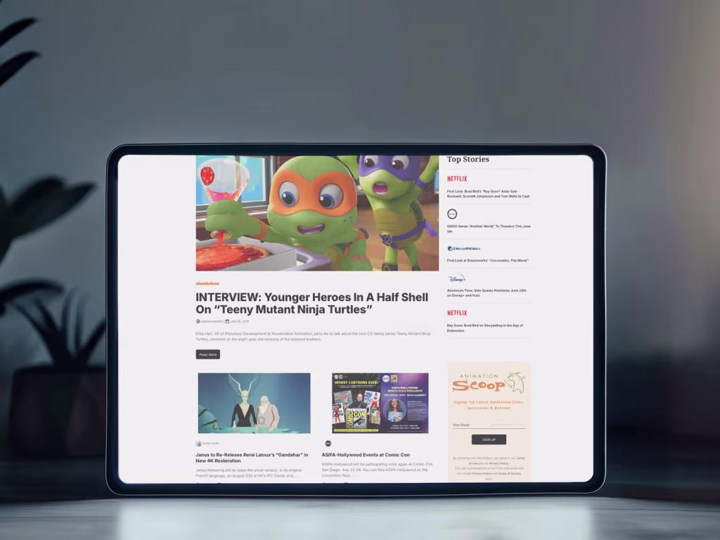 Animation Scoop website screen
